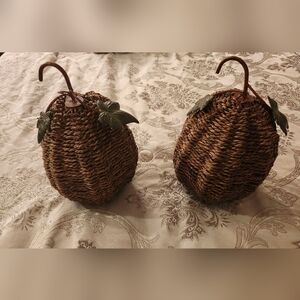 Woven Brown Pumpkin Decor Set
